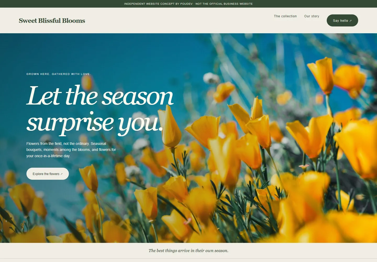 Sweet Blissful Blooms website design preview